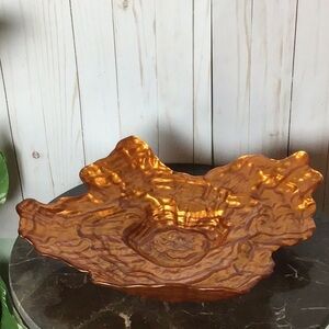 Artsy Orange Gold Bohemian Decorative Glass Bowl